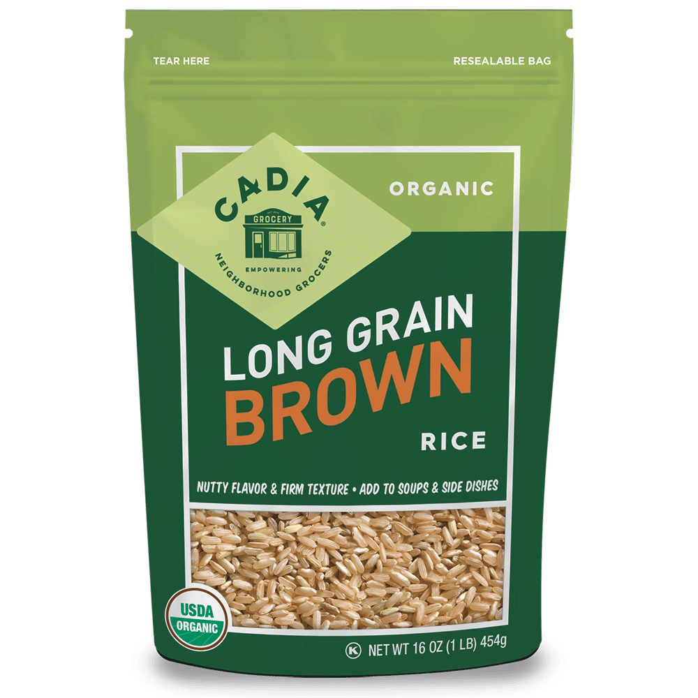 Cadia Organic Long Grain Brown Rice professional product photo ready to upload to shopify