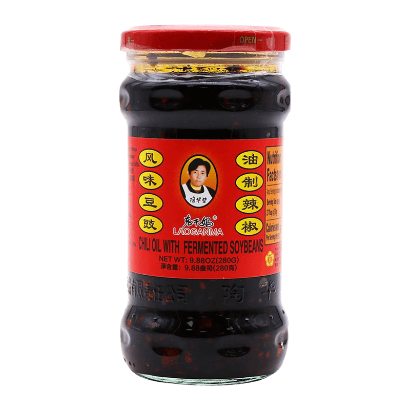 Lao Gan Ma Soybeans in Chili Oil 280g professional product photo ready to upload to shopify