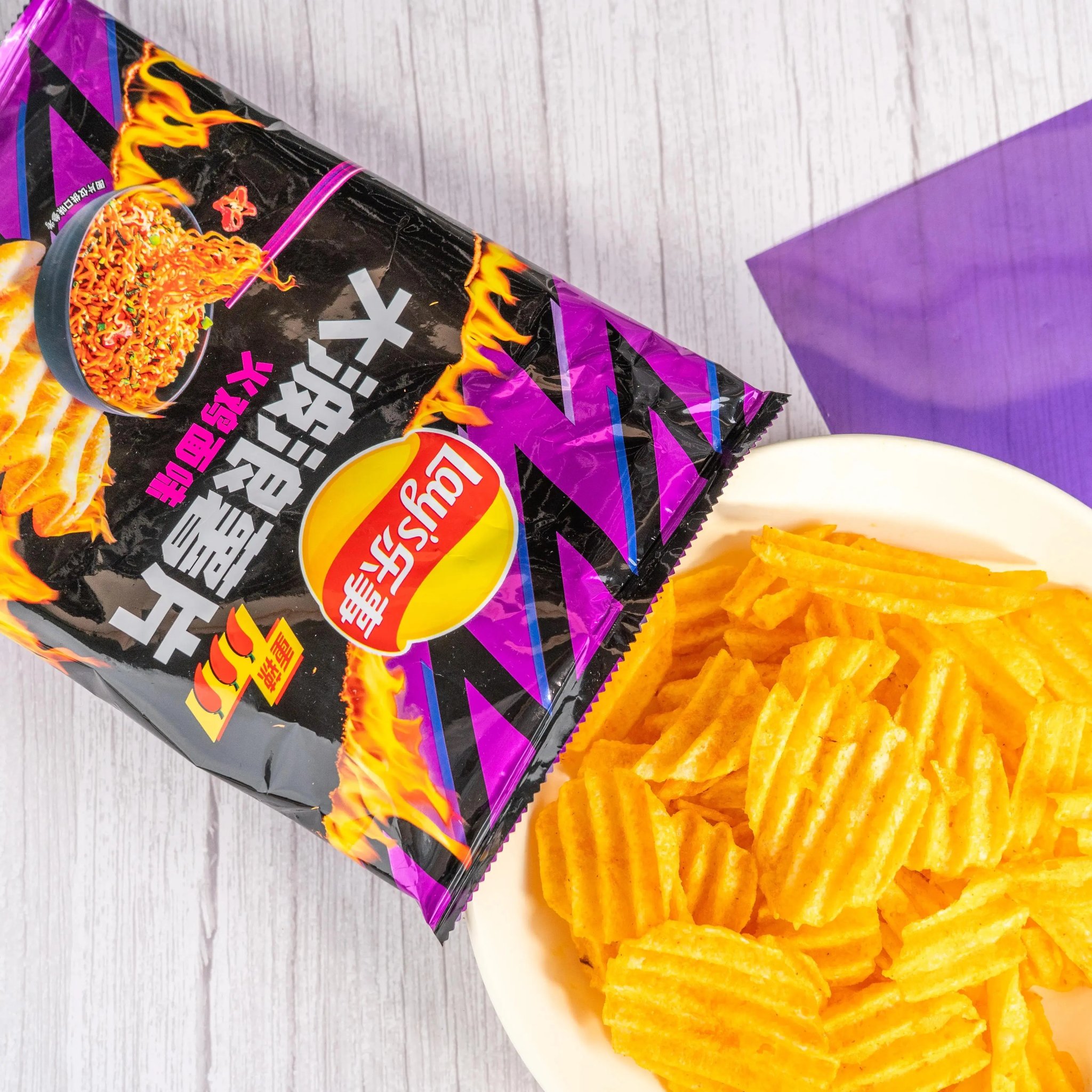 Lay's Spicy Turkey Noodle Potato Chips professional product photo ready to upload to shopify
