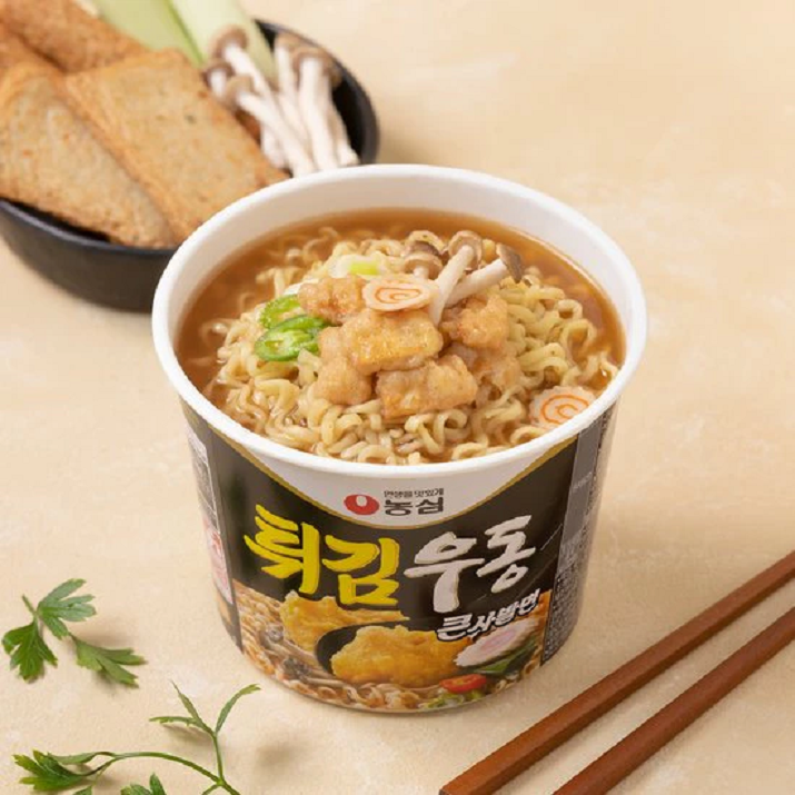 Nongshim instant bowl noodle tempura udon flavor 111g professional product photo ready to upload to shopify