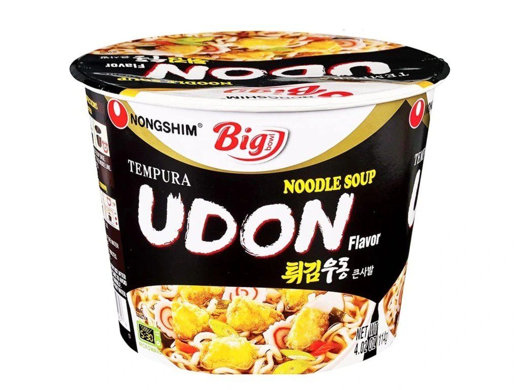 Nongshim instant bowl noodle tempura udon flavor 111g professional product photo ready to upload to shopify
