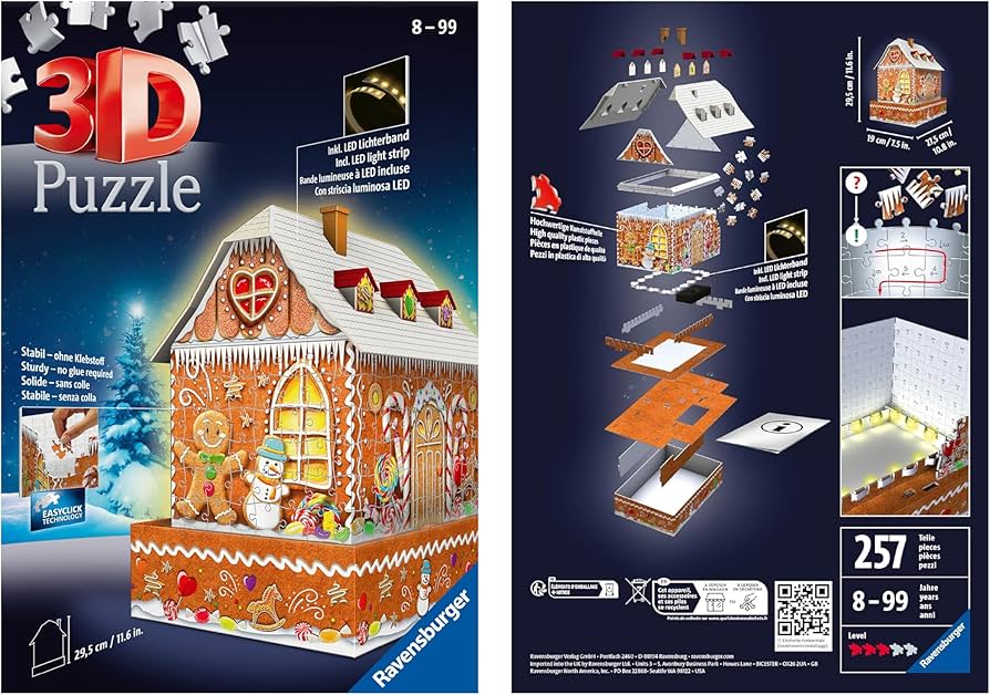 Puzzel Gingerbread House Night 3D: 216 stukjes professional product photo ready to upload to shopify