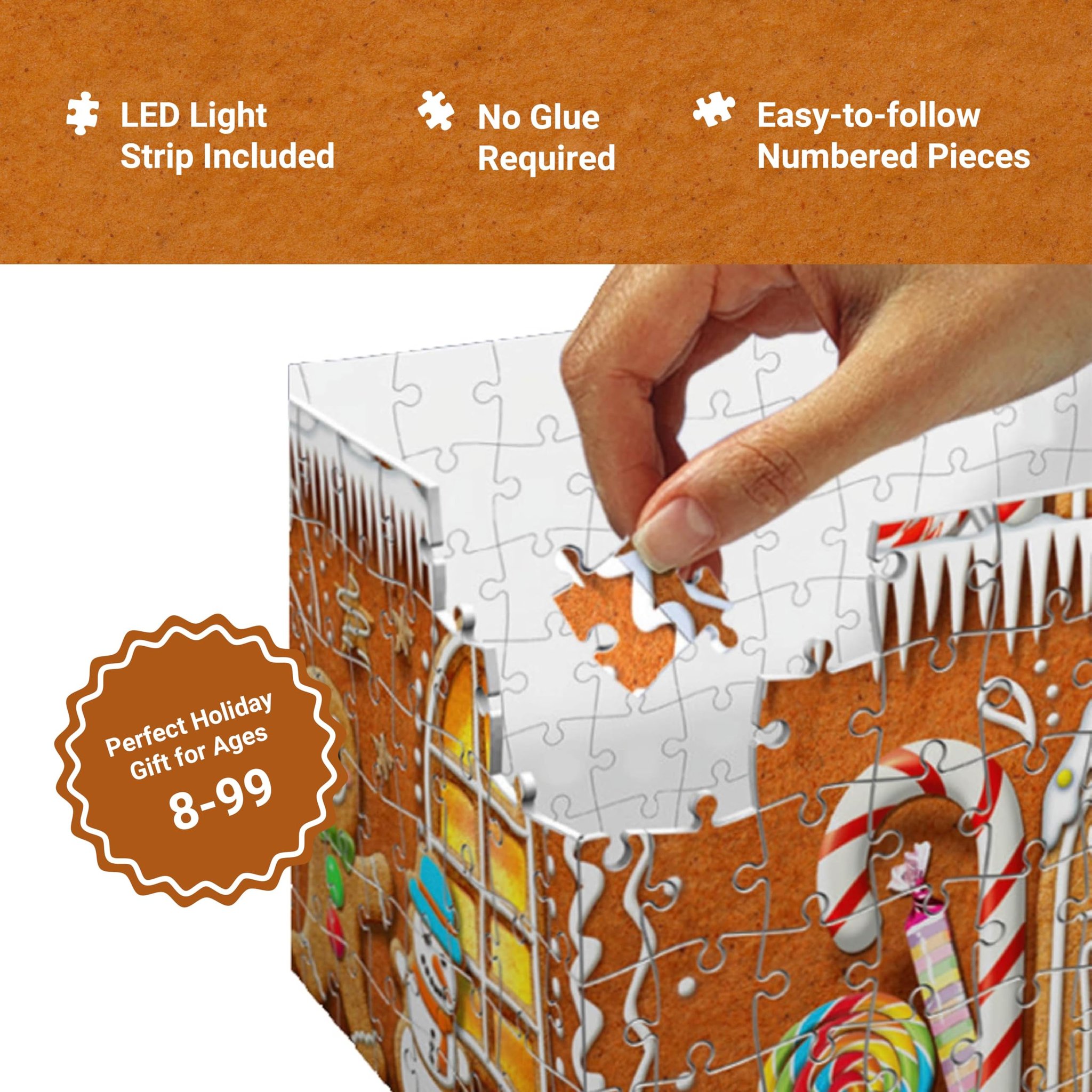 Puzzle Gingerbread House Night 3D: 216 Pieces professional product photo ready to upload to shopify