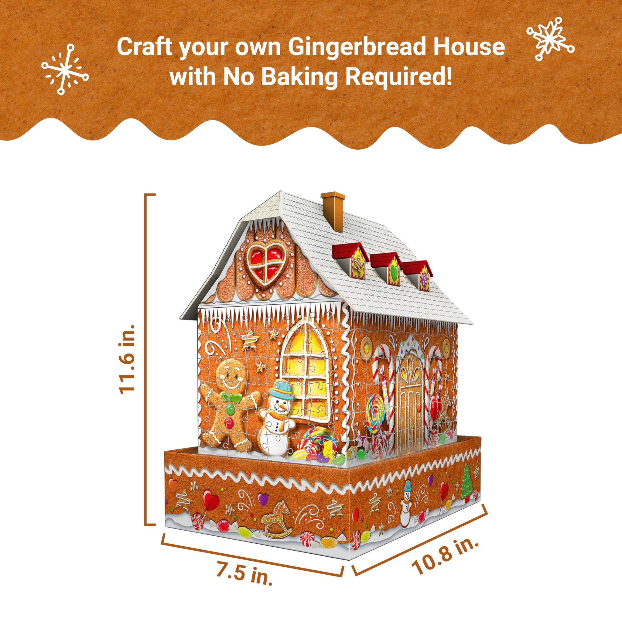 Puzzel Gingerbread House Night 3D: 216 stukjes professional product photo ready to upload to shopify