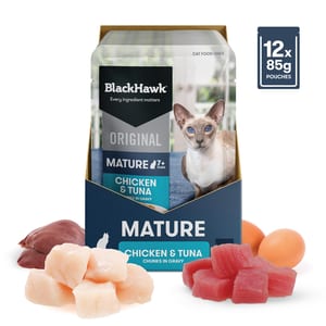Black Hawk Mature 7+ Wet Cat Food Chicken & Tuna in Gravy 85g product photo