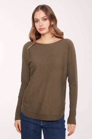 Charlie B Rounded Hem Boat Neck Sweater product photo
