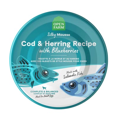 Open Farm Silky Mousse Cod & Herring recipe with Blueberries canned dog food product photo