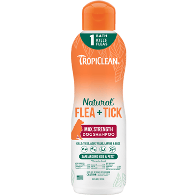 TROPICLEAN Dog Natural Flea & Tick Maximum Strength Shampoo 20 oz product photo