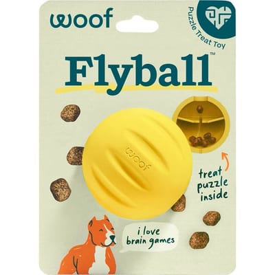 WOOF Dog Flyball Fetch Ball & Fits Standard Launchers Interactive Toy Yellow product photo