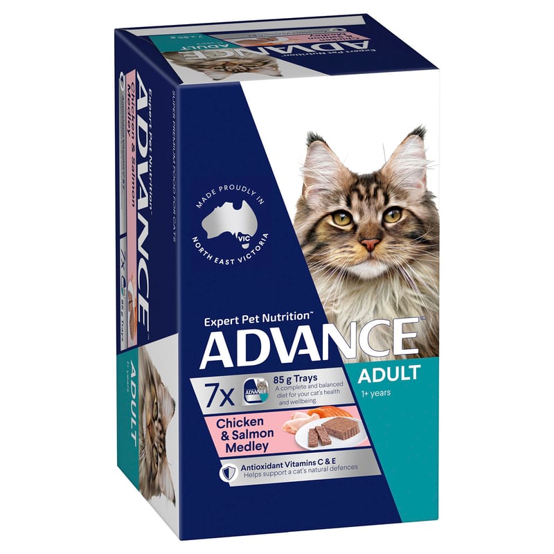 ADVANCE Adult 1+ Years Wet Cat Food Chicken & Salmon Medley professional product photo ready to upload to shopify