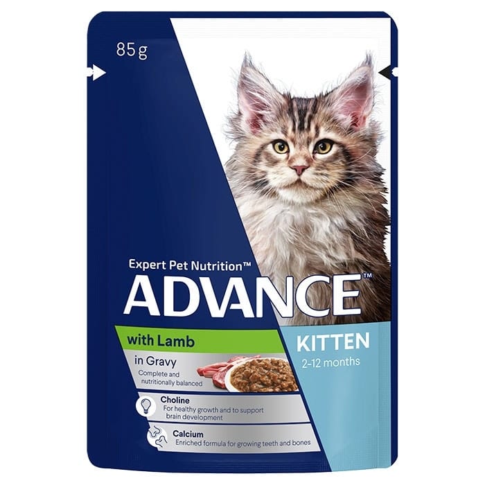 ADVANCE Kitten Wet Cat Food with Lamb in Gravy Pouches professional product photo ready to upload to shopify