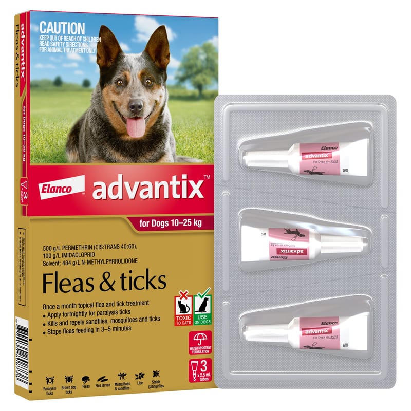 ADVANTIX Flea and Tick Treatment for Dogs 10-25 kg professional product photo ready to upload to shopify