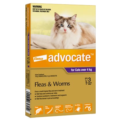 ADVOCATE Spot-On Flea and Worm Treatment for Cats Over 4 kg professional product photo ready to upload to shopify