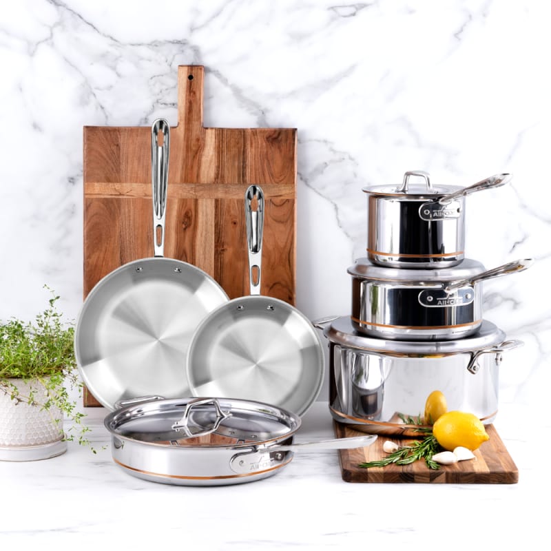 All-Clad Copper Core 10-Piece Cookware Set professional product photo ready to upload to shopify