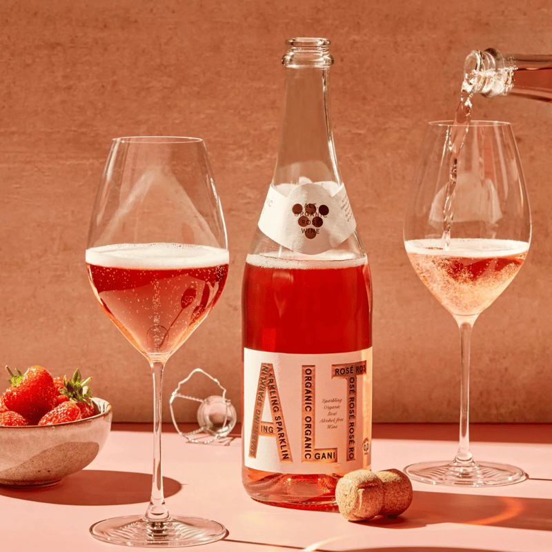 ALT Non-Alcoholic Rosé Sparkling Wine professional product photo ready to upload to shopify