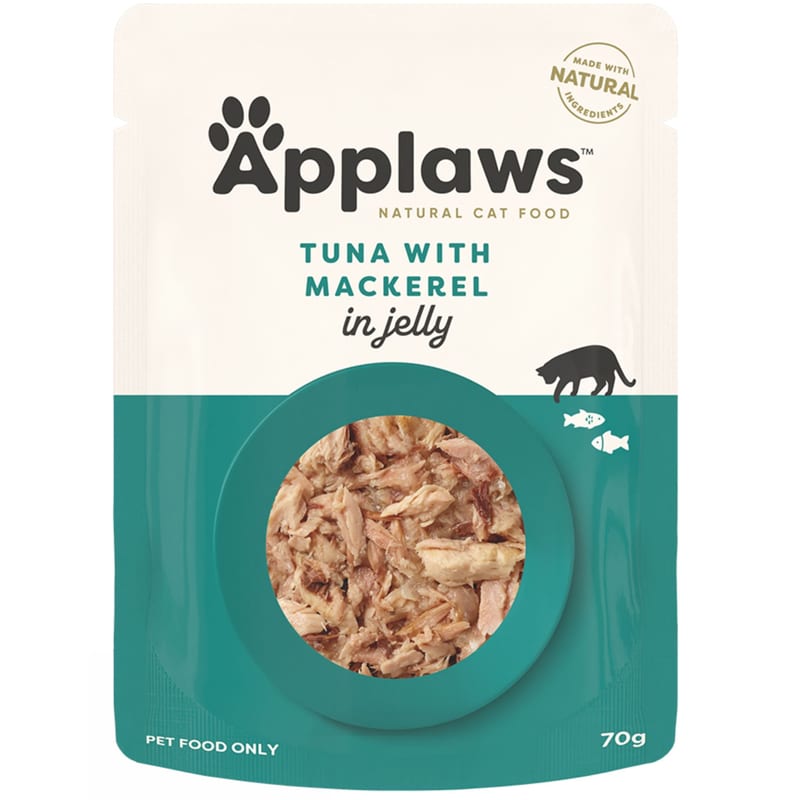Applaws Tuna and Mackerel Cat Food Jelly Pouches professional product photo ready to upload to shopify