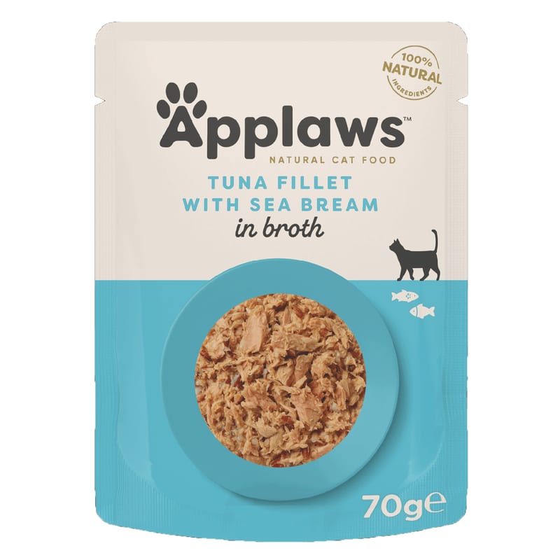 Applaws Tuna and Sea Bream Cat Food Broth Pouches professional product photo ready to upload to shopify