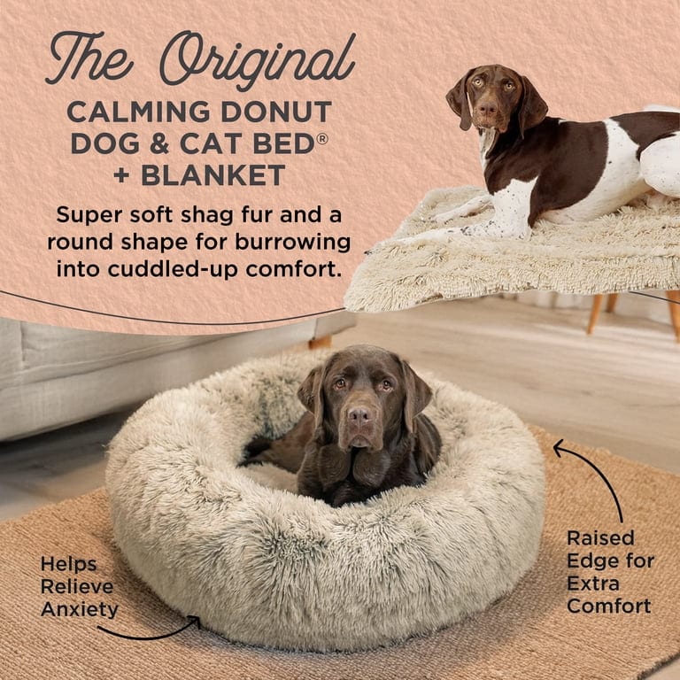 Best Friends by Sheri Donut Shag Dog Bed Taupe 36" x 36" professional product photo ready to upload to shopify