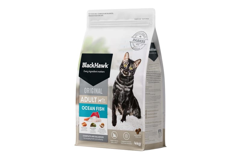 Black Hawk Adult Dry Cat Food Ocean Fish professional product photo ready to upload to shopify