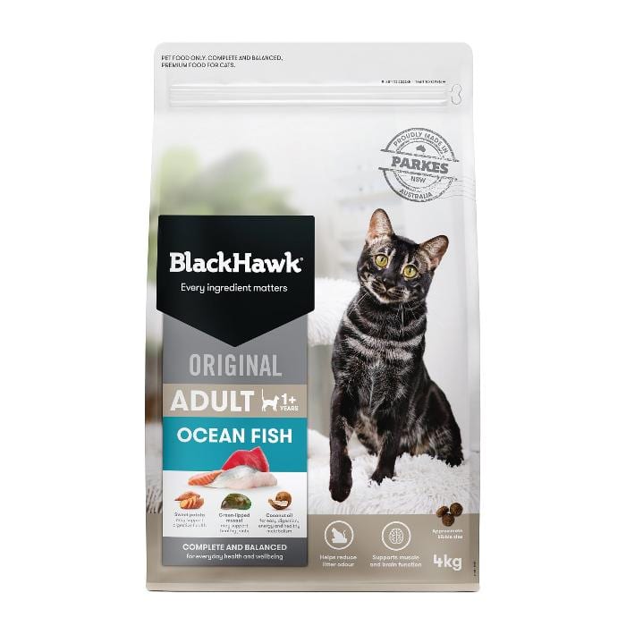 Black Hawk Adult Dry Cat Food Ocean Fish professional product photo ready to upload to shopify
