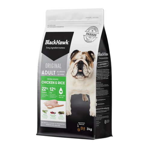 Black Hawk Adult Dry Dog Food Chicken & Rice professional product photo ready to upload to shopify