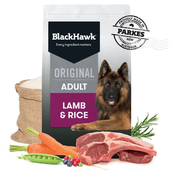 Black Hawk Adult Dry Dog Food Lamb & Rice professional product photo ready to upload to shopify
