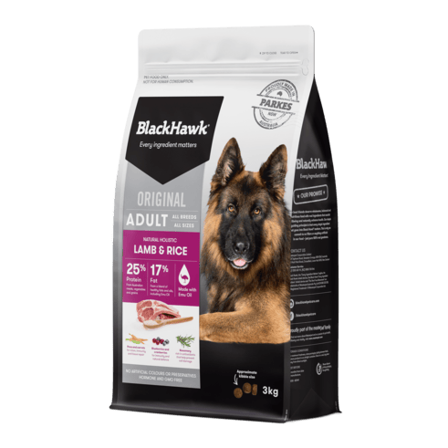 Black Hawk Adult Dry Dog Food Lamb & Rice professional product photo ready to upload to shopify