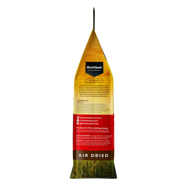 Black Hawk Air Dried Adult Dog Food Beef & Mackerel professional product photo ready to upload to shopify