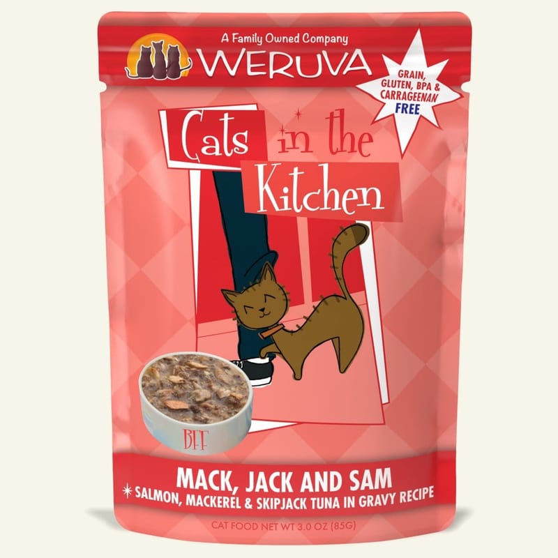 Cats in the Kitchen Cat Grain Free Classic Mack Jack & Sam 3oz Pouch professional product photo ready to upload to shopify
