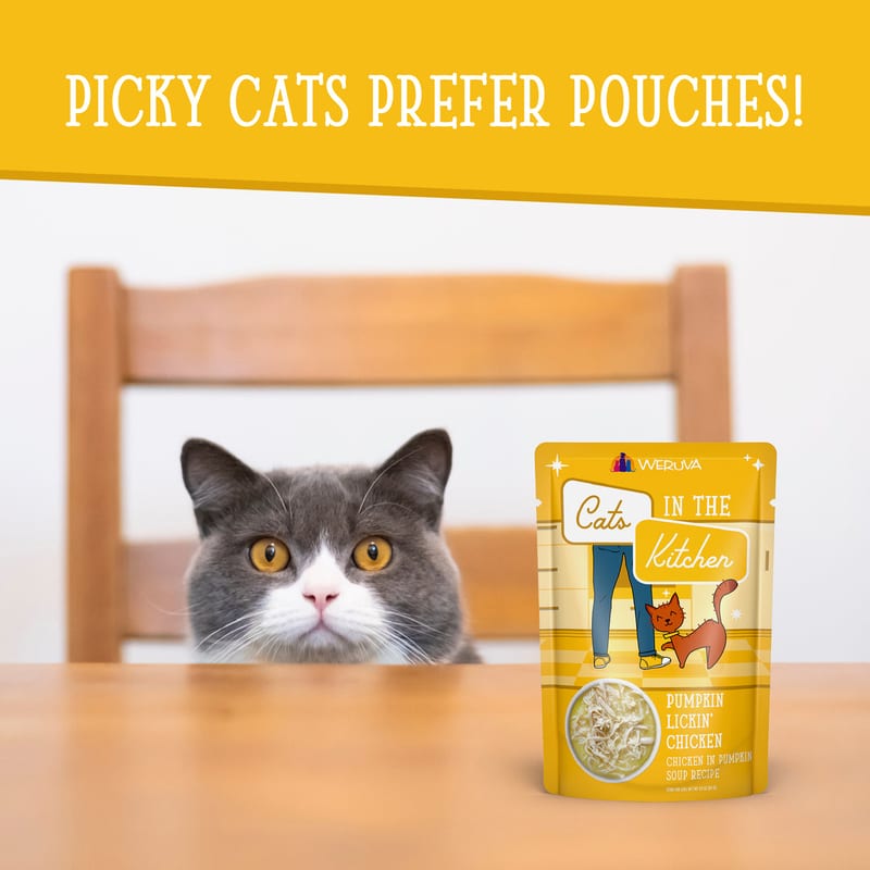 CATS IN THE KITCHEN Cat Pumpkin Lickin Chicken 3oz Pouch professional product photo ready to upload to shopify