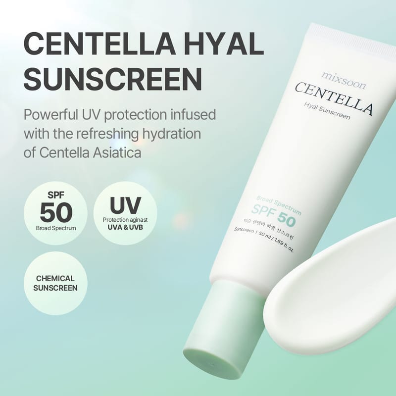 Centella Hyal Sunscreen SPF 50 50ml professional product photo ready to upload to shopify