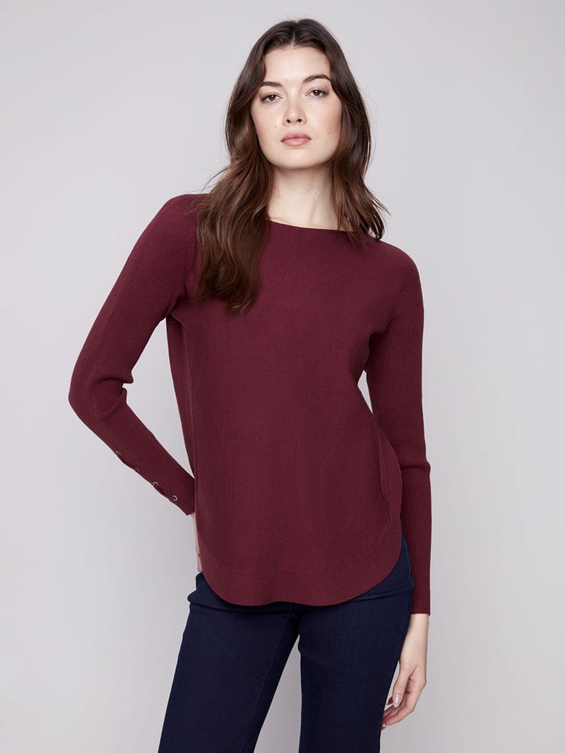 Charlie B Round Hem Sweater professional product photo ready to upload to shopify
