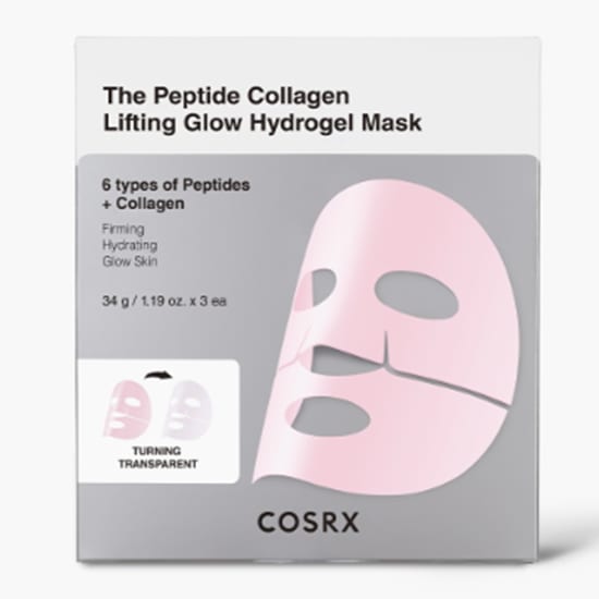 COSRX Peptide Collagen Glow Hydrogel Mask professional product photo ready to upload to shopify