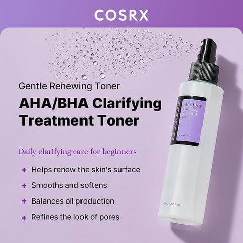 COSRX AHA/BHA CLARIFYING TREATMENT TONER 150ml professional product photo ready to upload to shopify