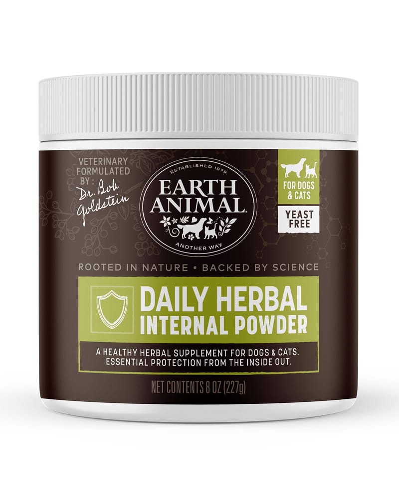 EARTH ANIMAL Natural Flea & Tick Daily Internal Powder Supplement 1lb professional product photo ready to upload to shopify