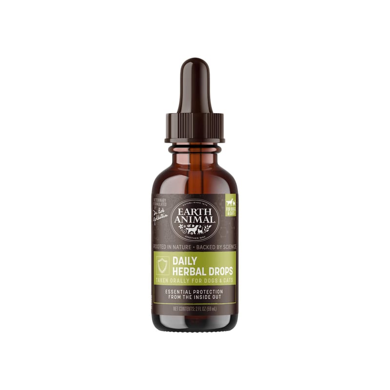EARTH ANIMAL DOG APOTHECARY NATURAL FLEA & TICK DAILY INTERNAL HERBAL DROPS 2OZ professional product photo ready to upload to shopify
