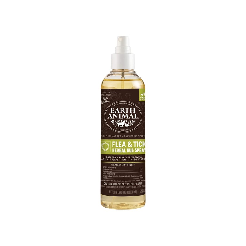 EARTH ANIMAL NATURAL FLEA & TICK HERBAL BUG SPRAY FOR DOGS & PEOPLE 8OZ professional product photo ready to upload to shopify