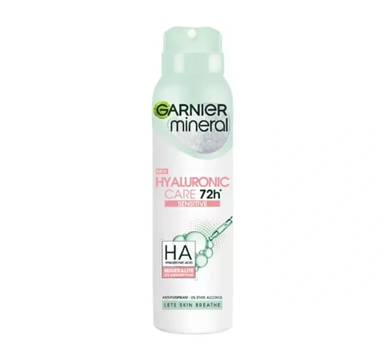GARNIER MINERAL HYALU CARE antiperspirant 150ml professional product photo ready to upload to shopify