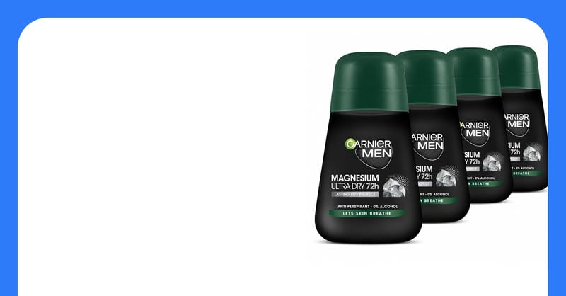 GARNIER MINERAL Men Magnesium roll on 50ml professional product photo ready to upload to shopify