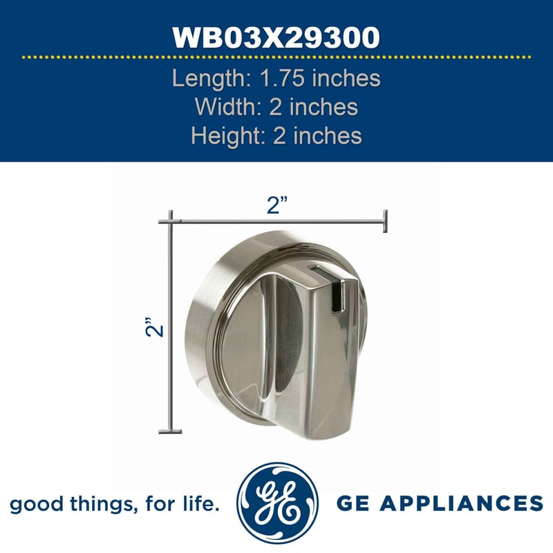 GE WB03X29300 Knob Assembly Stainless Steel professional product photo ready to upload to shopify