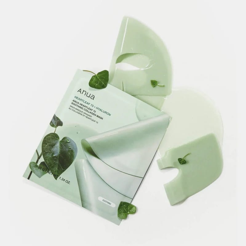 HEARTLEAF SOOTHING COLLAGEN MASK professional product photo ready to upload to shopify