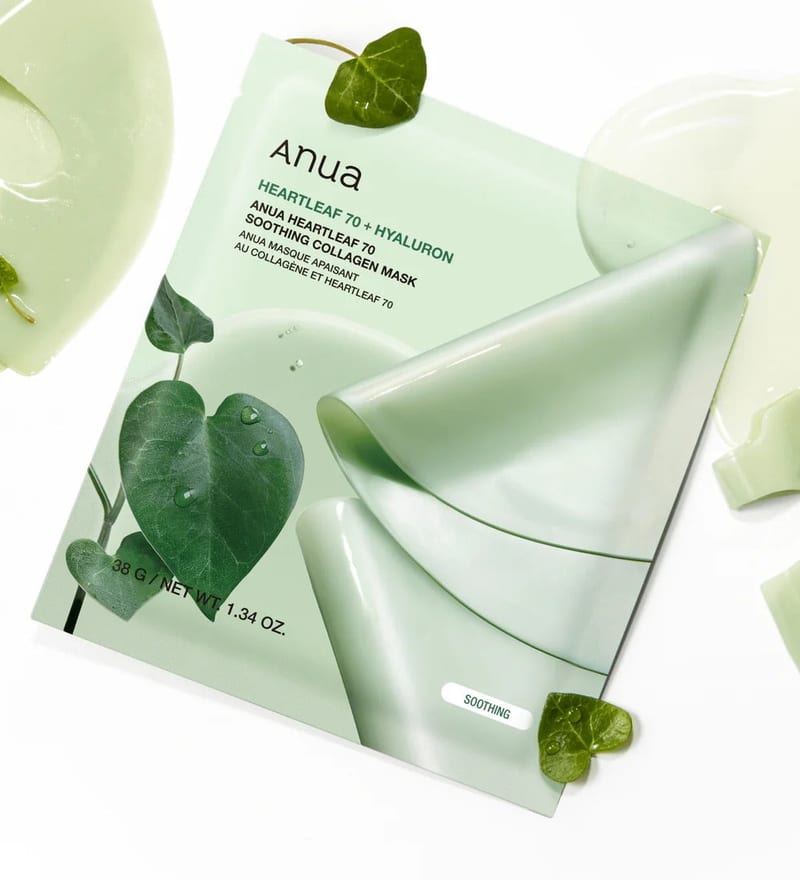 HEARTLEAF SOOTHING COLLAGEN MASK professional product photo ready to upload to shopify