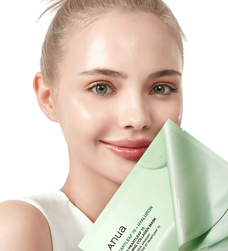 HEARTLEAF SOOTHING COLLAGEN MASK professional product photo ready to upload to shopify
