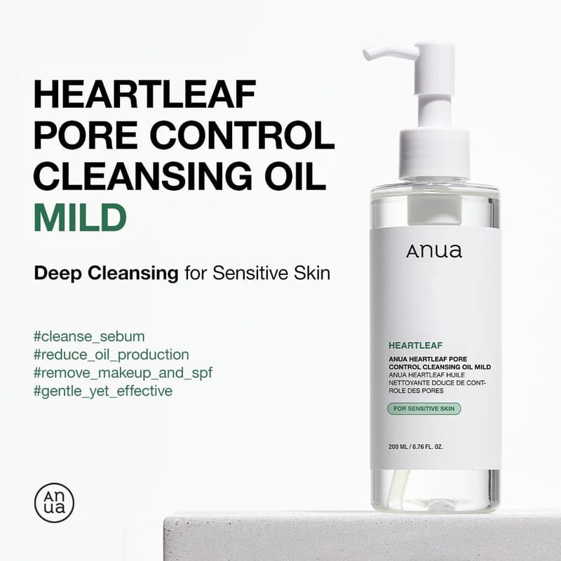 HEARTLEAF PORE CONTROL CLEANSING OIL MILD 200ml professional product photo ready to upload to shopify