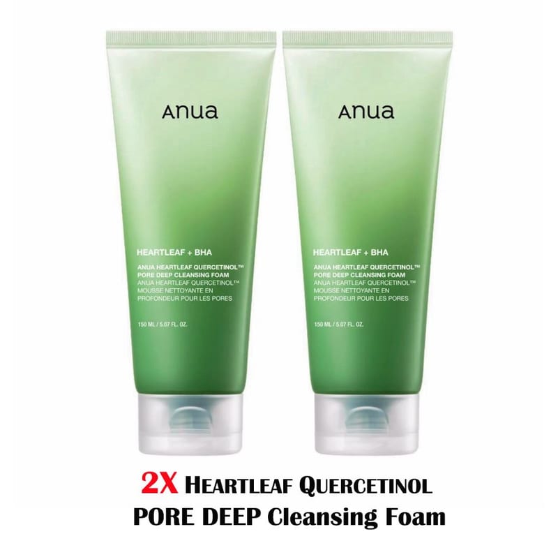 HEARTLEAF QUERCETINOL CLEANSING FOAM 150ml professional product photo ready to upload to shopify