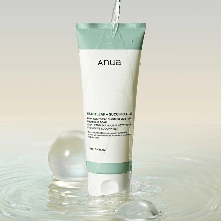 HEARTLEAF SUCCINIC MOISTURE CLEANSING FOAM 150ML professional product photo ready to upload to shopify
