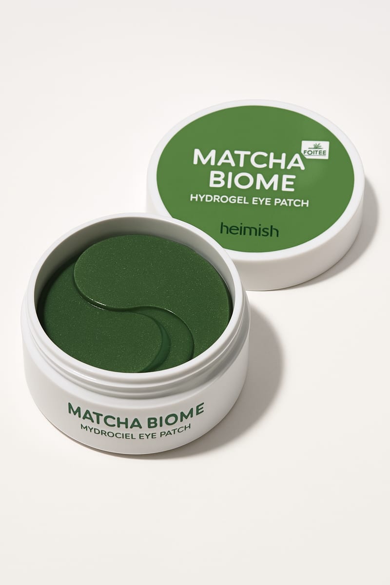Heimish Matcha Biome Hydrogel Eye Patch 60ea professional product photo ready to upload to shopify