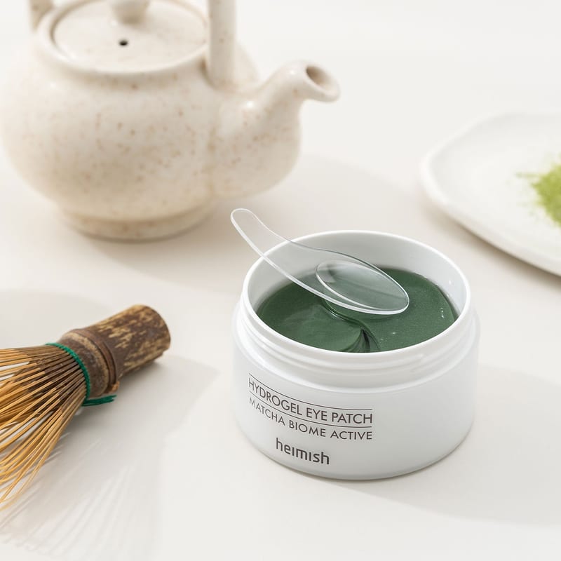 Heimish Matcha Biome Hydrogel Eye Patch 60ea professional product photo ready to upload to shopify