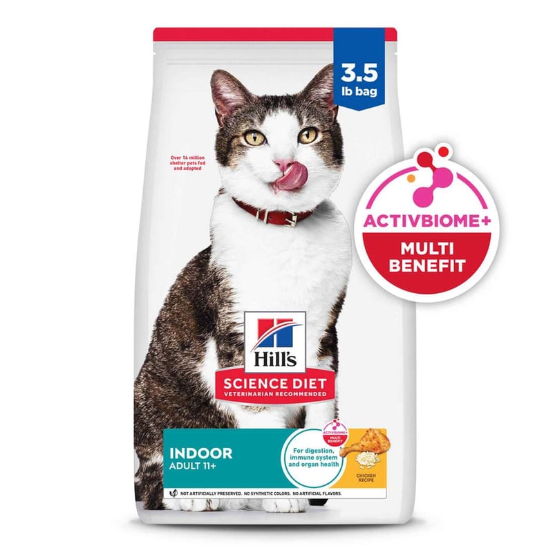 Hill's Science Diet Adult 11+ Indoor Dry Cat Food 3.17kg professional product photo ready to upload to shopify