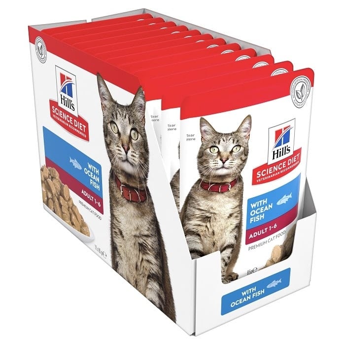 Hill's Science Diet Adult Cat Ocean Fish Pouches 85g 12 Pack professional product photo ready to upload to shopify